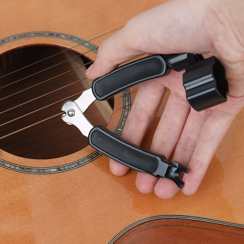 3-in-1 Guitar String Tool Set - Includes String Winder, Bridge Pin Puller & String Cutter for Acoustic Guitars