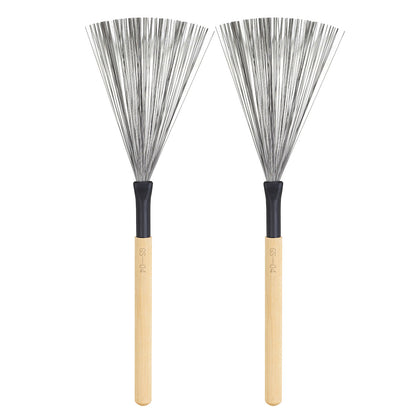High Carbon Steel Drum Brushes with Maple Wood Handle – 5-Color Durable Percussion Brushes for Cajon, Drums & More
