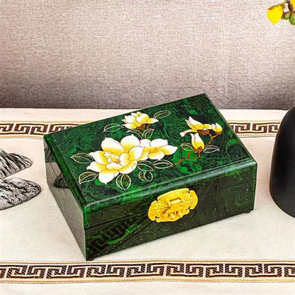 Lacquerware Jewelry Box, Handmade Storage Box for China's Intangible Cultural Heritage, Vintage Solid Wood Jewelry Box