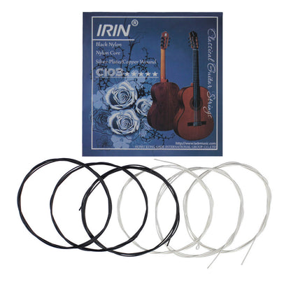 Classical Guitar Strings - Black & White Nylon Light Strings - 6-Pack Guitar Accessories