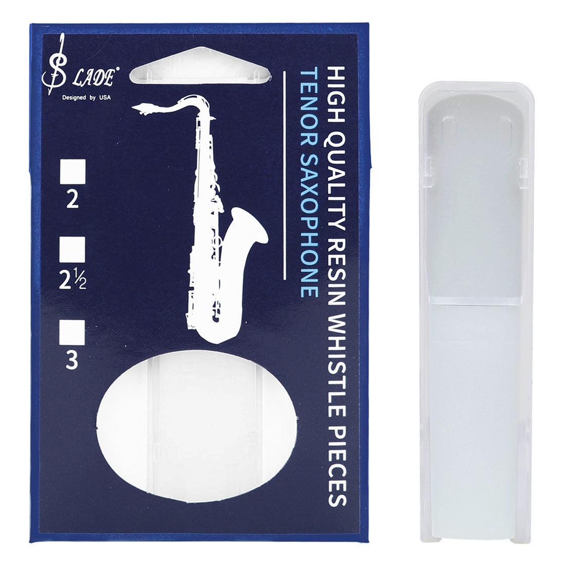 2.5 Tenor Saxophone Resin Reeds – Unbreakable ABS-Like Synthetic Reeds 3-Color Set (Black/White/Yellow) – Pre-Packed Moisture-Proof Reeds