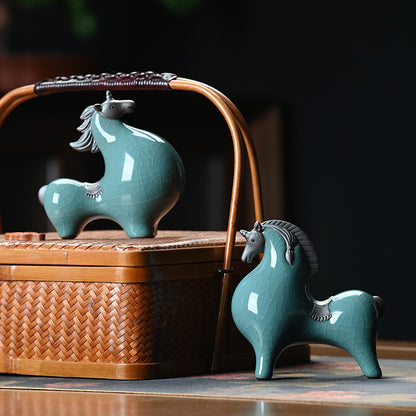 Ceramic Tang Horse Statue - Small Decorative Figurine for Home & Office, Lucky Zodiac Horse Decor