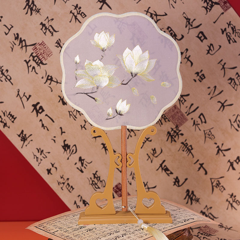 Exquisite Dual-Sided Embroidered Round Fan - Ancient Style Decorative Hand Fan
