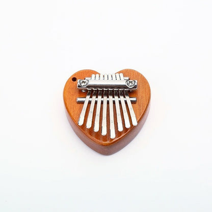 Mini 8-Note Kalimba Thumb Piano - Pocket-Sized Portable Instrument with Strap (Totoro/Heart/Bear/Oval Designs)