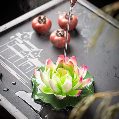 Handmade Color-Changing Lotus Flower Tea Pet – Zen Style Incense & Kung Fu Tea Accessory