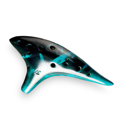 12-Hole Alto C Ceramic Ocarina - Smoked Finish with Music Sheet, Neck Strap & Carry Bag (AC Tuned)