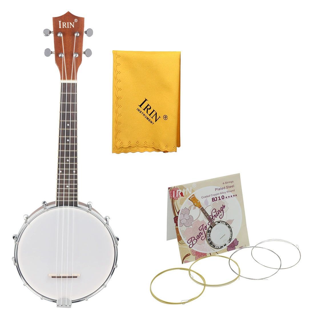 4-String Handcrafted Banjo – Sapele & Rosewood Body, Maple Neck (Folk Instrument for Practice/Performance)