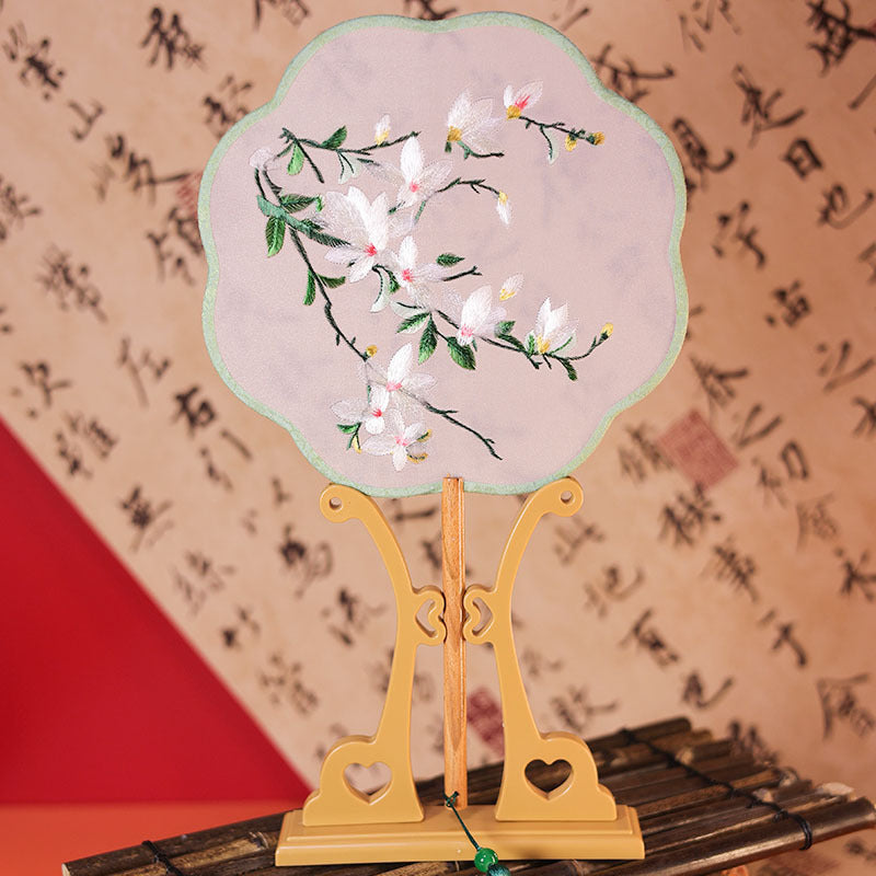 Exquisite Dual-Sided Embroidered Round Fan - Ancient Style Decorative Hand Fan