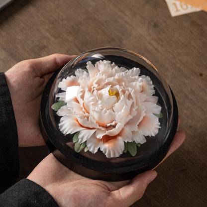 Handmade Ceramic Peony Flower Decor - Realistic Desktop & Car Ornament with Perfume Function