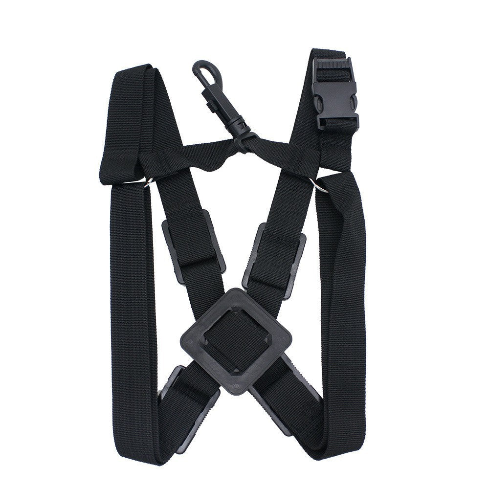 Professional Adjustable Saxophone Harness – Anti-Slip Double Shoulder Strap with Locking Hooks (Black) – Heavy-Duty Oxford Fabric