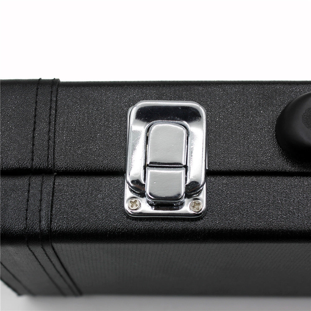 Black Leather Flute Case with Velvet Interior – Compact Protective Storage Box, Durable & Lightweight