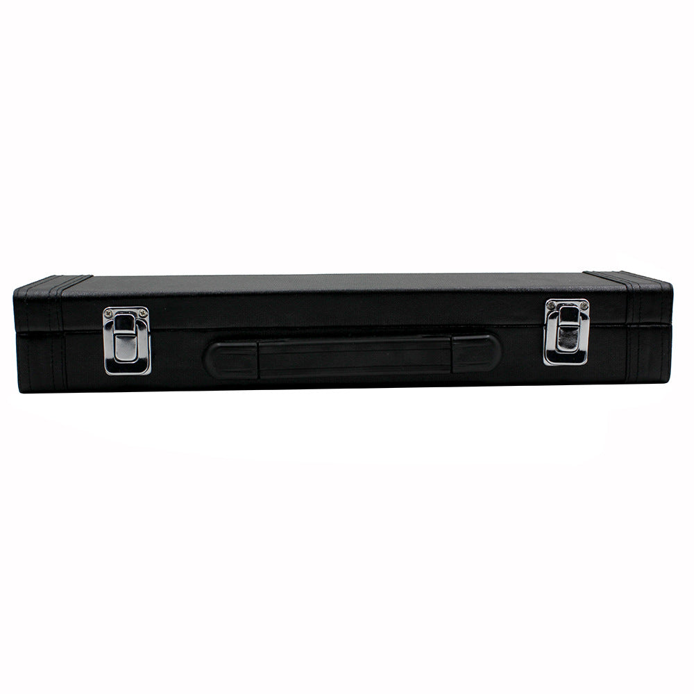 Black Leather Flute Case with Velvet Interior – Compact Protective Storage Box, Durable & Lightweight