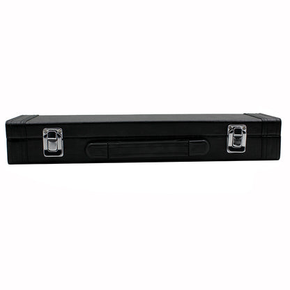 Black Leather Flute Case with Velvet Interior – Compact Protective Storage Box, Durable & Lightweight