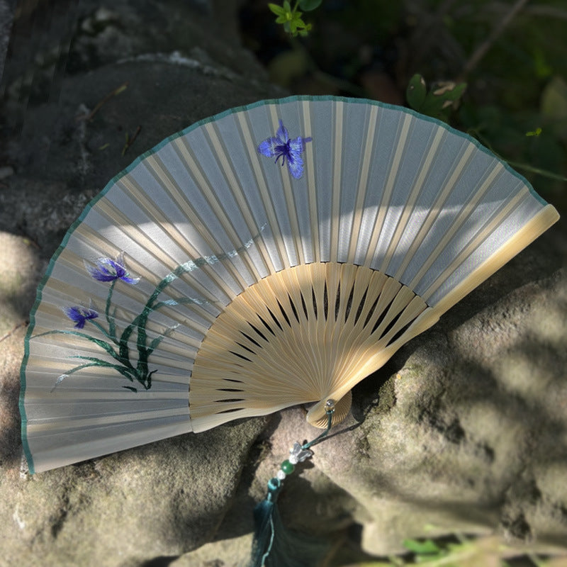 Elegant Suzhou Embroidered Folding Fan - Traditional Ancient Style Handheld Fan