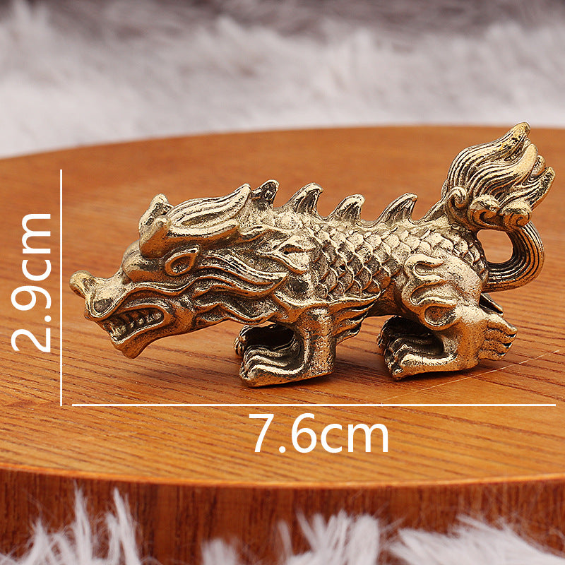 Dragon Nine Sons Brass Sculpture - Wealth-Bringing Decorative Figurine, Handcrafted Brass Art