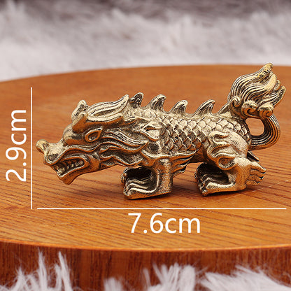 Dragon Nine Sons Brass Sculpture - Wealth-Bringing Decorative Figurine, Handcrafted Brass Art