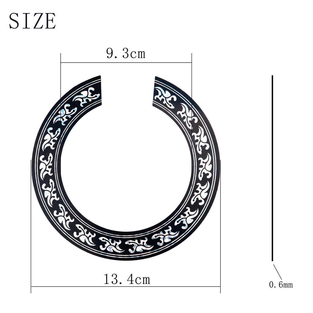 Classical Guitar Soundhole Decals Set (39-inch) - 5-Pack Black PVC Self-Adhesive Rosette Stickers