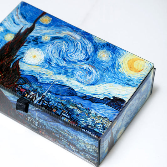 Van Gogh Starry Night Glass Jewelry Box - High-End Jewelry Organizer, Stylish Home Storage Box