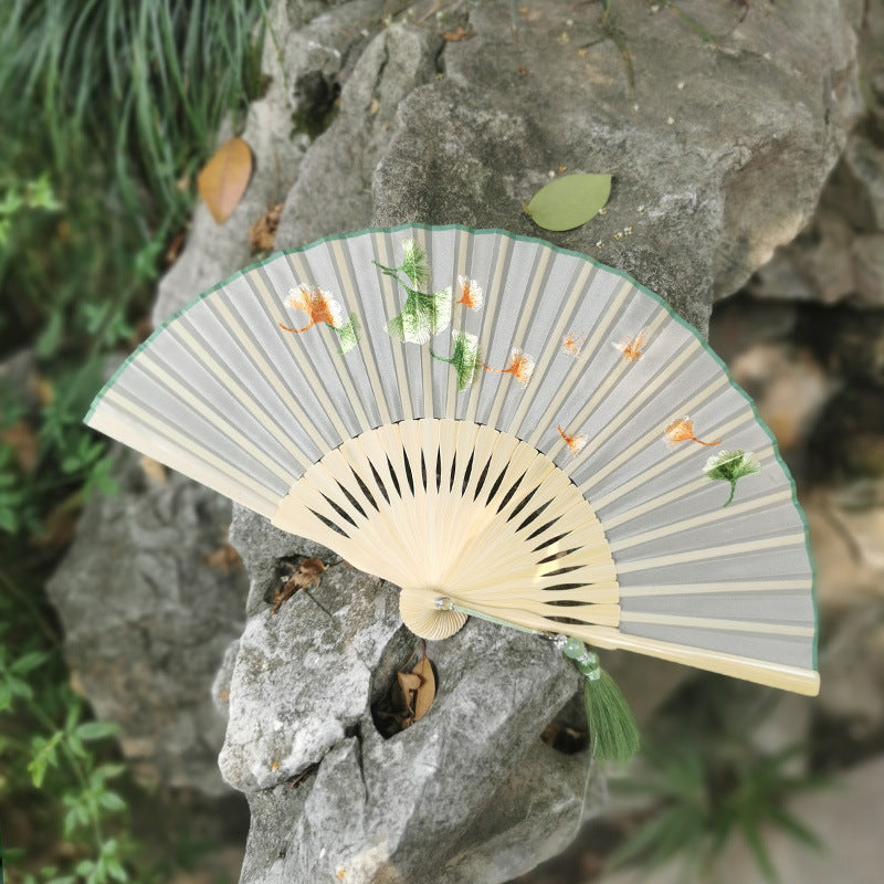 Elegant Suzhou Embroidered Folding Fan - Traditional Ancient Style Handheld Fan