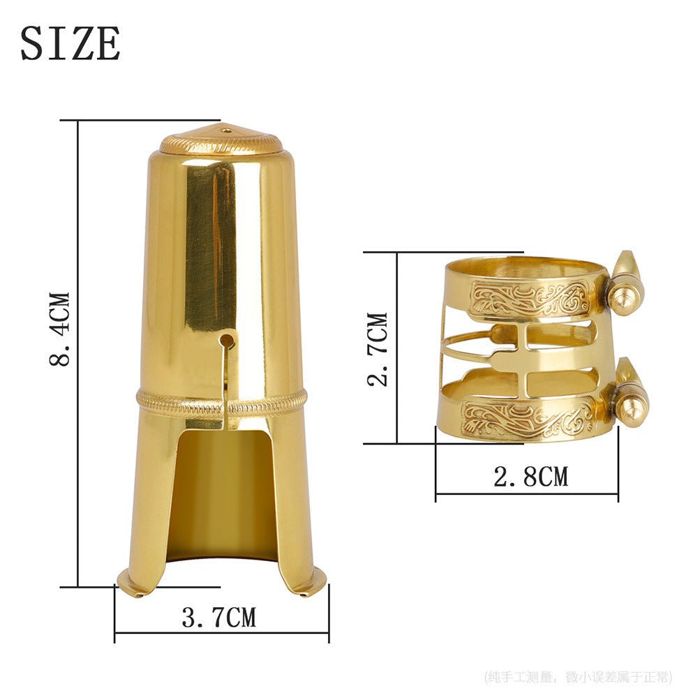 Saxophone Ligature & Cap Set – Engraved Brass Mouthpiece Accessories for Alto/Tenor Sax