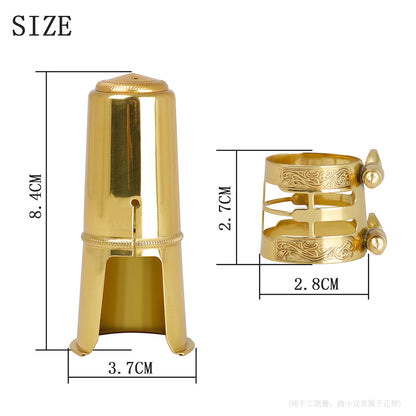 Saxophone Ligature & Cap Set – Engraved Brass Mouthpiece Accessories for Alto/Tenor Sax