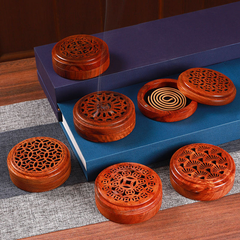 Rosewood Incense Holder - Stylish Hollow Carved Wooden Box for Home, Meditation & Relaxation