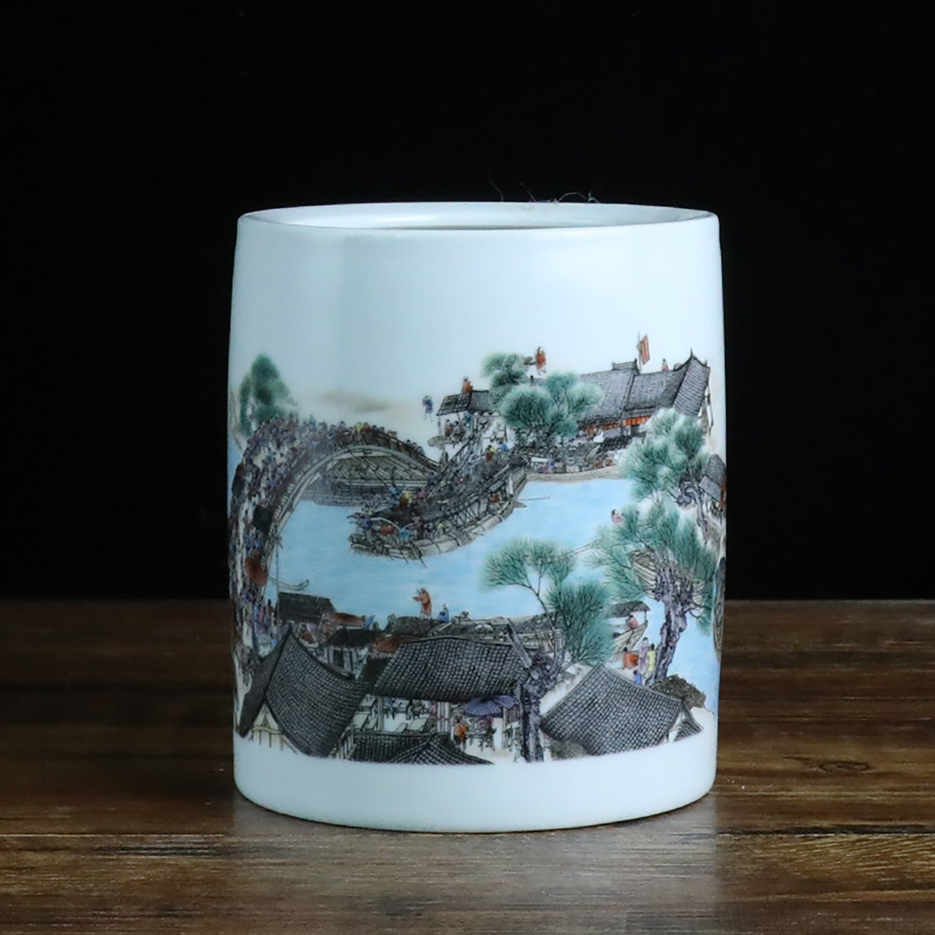Jingdezhen Ceramic Brush Holder - 13 Classic Chinese Designs for Desk Organization (12cm Height, 10cm Diameter)
