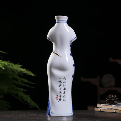 Jingdezhen Hand-Painted Porcelain Vases - Qipao-Inspired Home Decor (3 Floral Designs: Peony/Magnolia/Chrysanthemum)