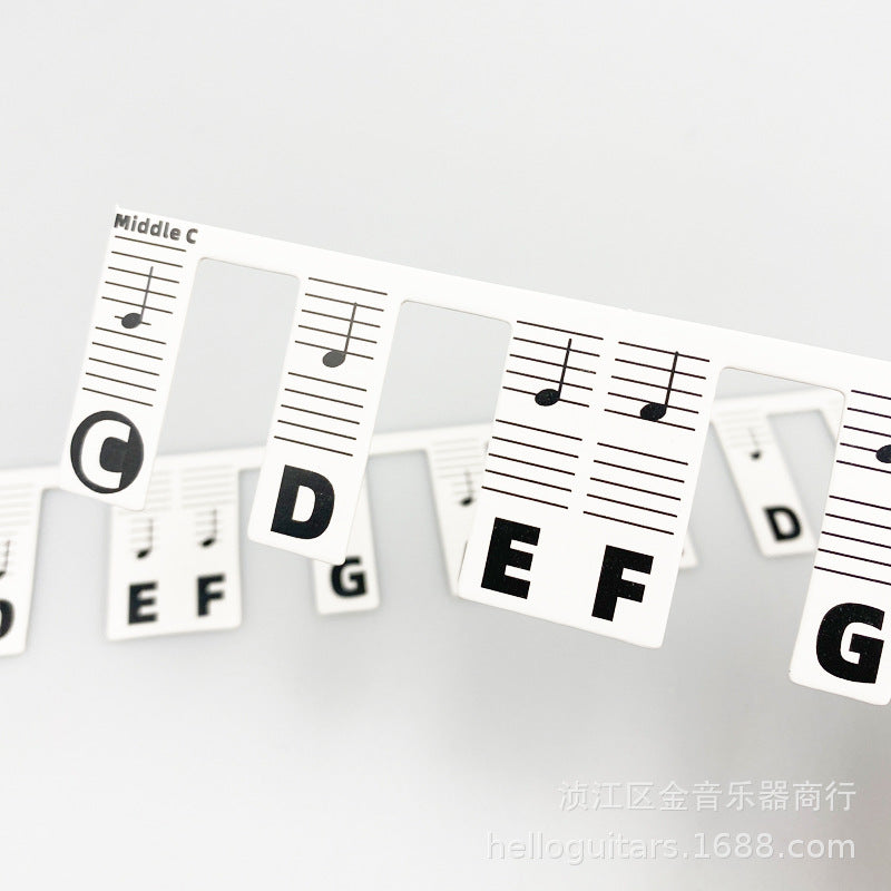 Music Note Keyboard Stickers – 88-Key Piano Label Set with Staff for Easy Navigation