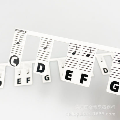 Music Note Keyboard Stickers – 88-Key Piano Label Set with Staff for Easy Navigation