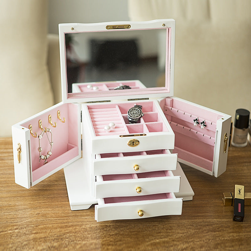 Luxury Wooden Jewelry Box with Lock - Antique European Jewelry Storage Case