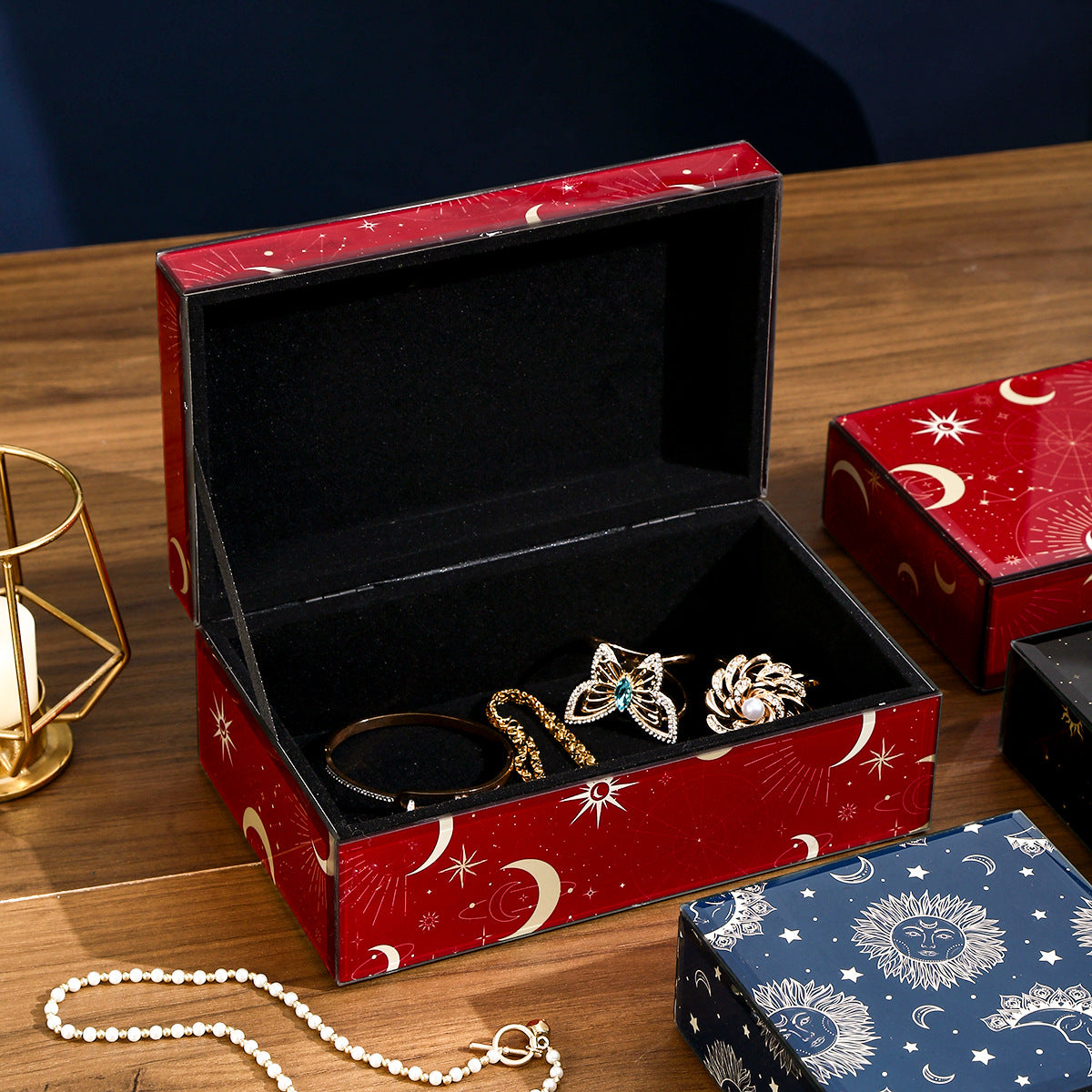 Sun, Moon & Stars Jewelry Box - Unique Tarot-Themed Jewelry Organizer, Stylish Storage Box