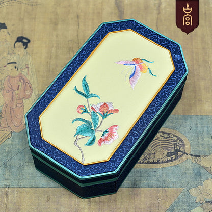 High-End Octagonal Embroidered Jewelry Box – Elegant Handcrafted Jewelry Tray
