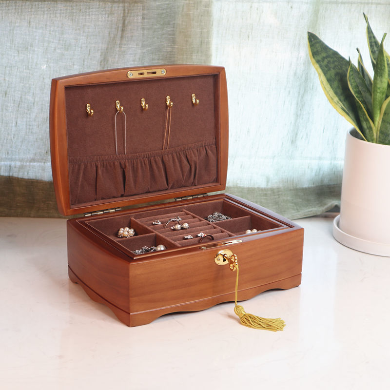 Double-Layer Wooden Jewelry Box – Vintage European Style Jewelry Organizer, Classic Home Storage for Accessories
