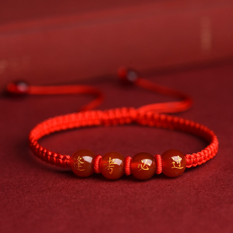 Handwoven Red String Bracelet - Gold List Success Gift for Students