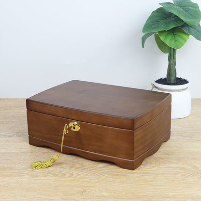 Solid Wood Lockable European Jewelry Box - Vintage Decorative Storage Case