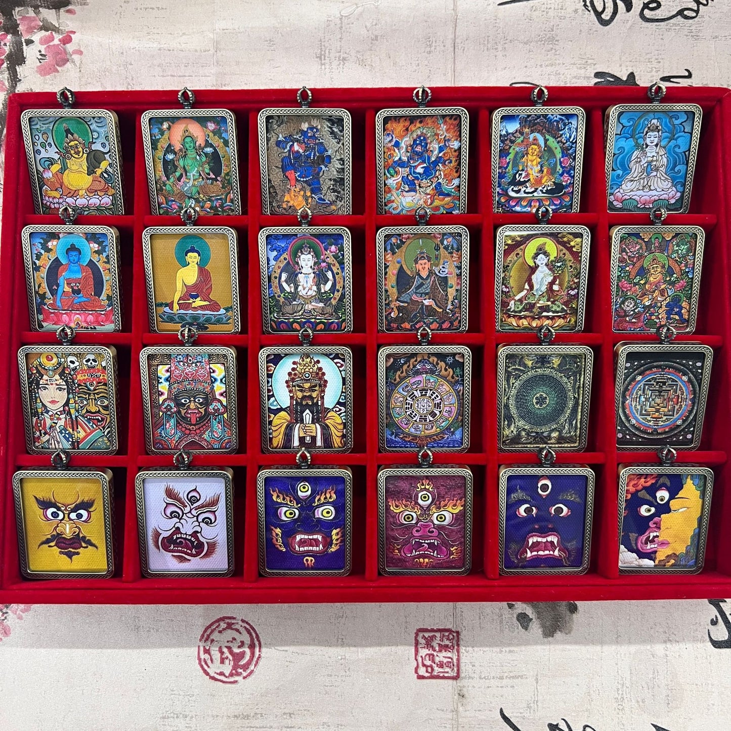 Nepalese Thangka Ghau Box Pendant with Hanging Cord – Handcrafted Sacred Amulet