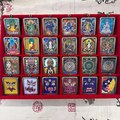 Nepalese Thangka Ghau Box Pendant with Hanging Cord – Handcrafted Sacred Amulet