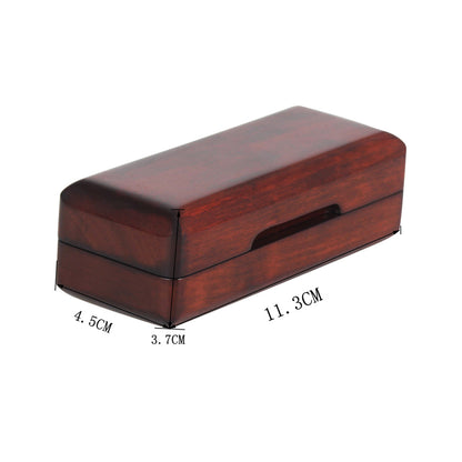 Walnut & Rosewood Saxophone Ligature Case – Vintage Magnetic Closure Box with Anti-Scratch Felt Slots (Red/Walnut) – Durable Woodwind Accessory Organizer