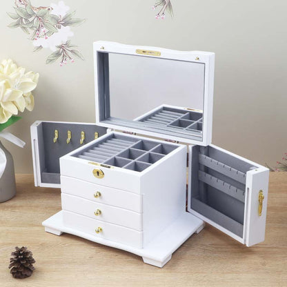 European Style Luxury Jewelry Box - Large Capacity Necklace & Earring Organizer with Lock