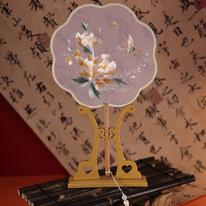 Exquisite Dual-Sided Embroidered Round Fan - Ancient Style Decorative Hand Fan