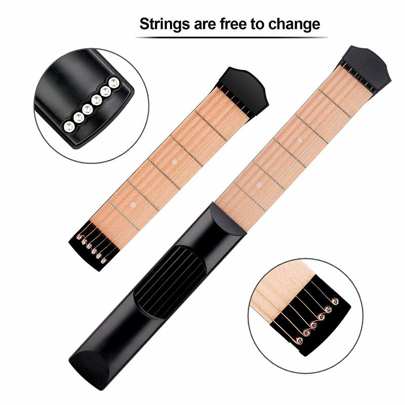 Portable 6-String Guitar Trainer - Chord Practice Tool with Steel Strings (Not a Real Guitar, 17.7" Practice Neck)