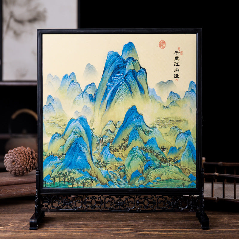 Jingdezhen Porcelain Wall Art - Chinese Famille Rose Ceramic Panel with Frame (36x30cm, 8 Classic Designs)