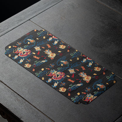 Chinese Dragon Tea Mat - Waterproof Table Runner for Tea Ceremony (50x24cm, Cotton-Linen & Gauze Fabric)