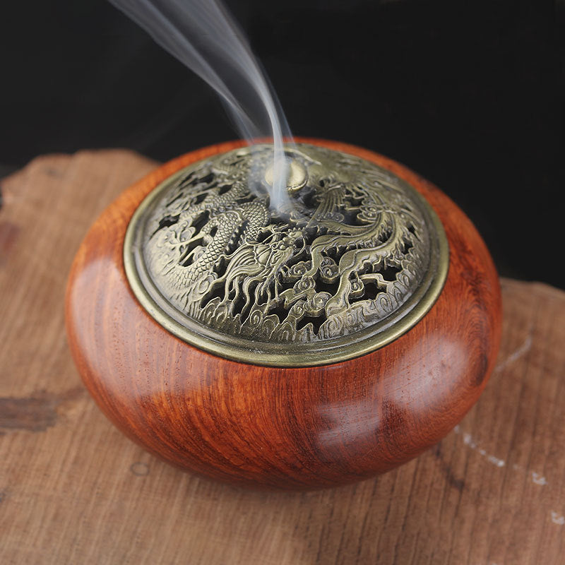 Elegant Rosewood Incense Burner - Handcrafted Red Wood Tray for Home & Indoor Aromatherapy