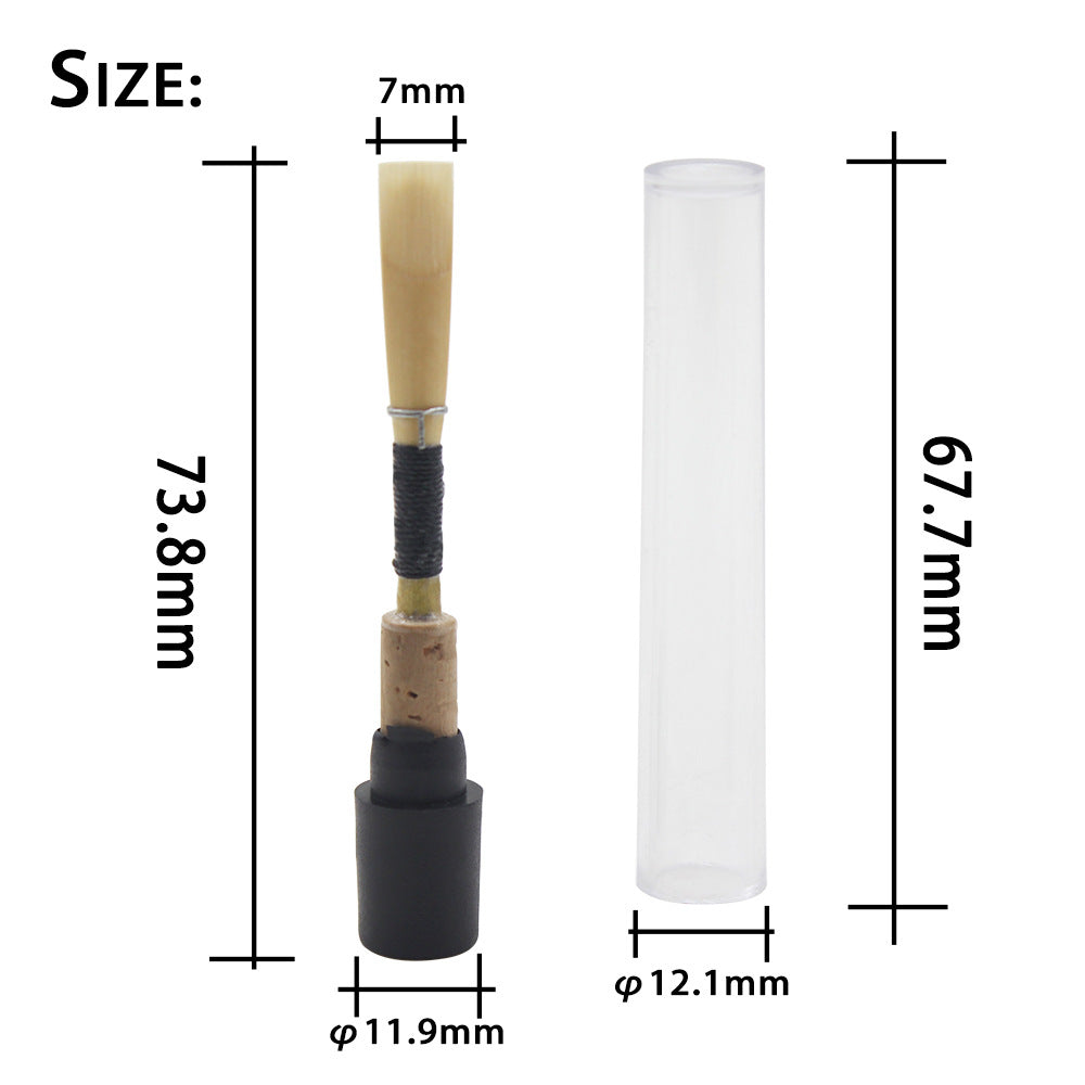Handmade Oboe Reed with Cork & Plastic Case – Natural Cane Reed, Red/Black Thread (Professional Oboe Accessories)