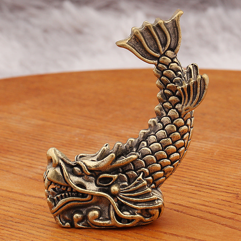Dragon Nine Sons Brass Sculpture - Wealth-Bringing Decorative Figurine, Handcrafted Brass Art