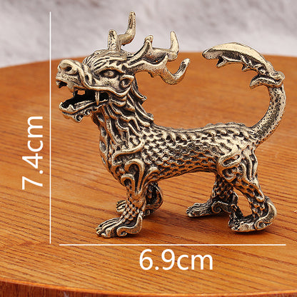 Dragon Nine Sons Brass Sculpture - Wealth-Bringing Decorative Figurine, Handcrafted Brass Art