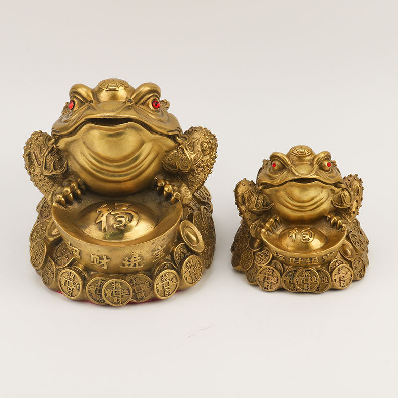 Feng Shui Brass Golden Toad Ornament For Wealth and Good Fortune