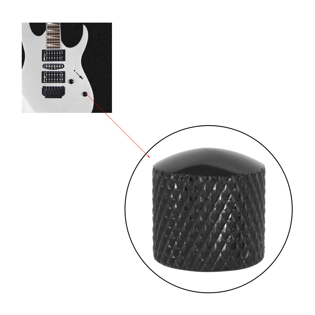 Metal Volume Control Knobs for Electric Guitar (3-Pack) – Silver/Black Chrome-Plated Modern Knobs – Premium Guitar Accessories